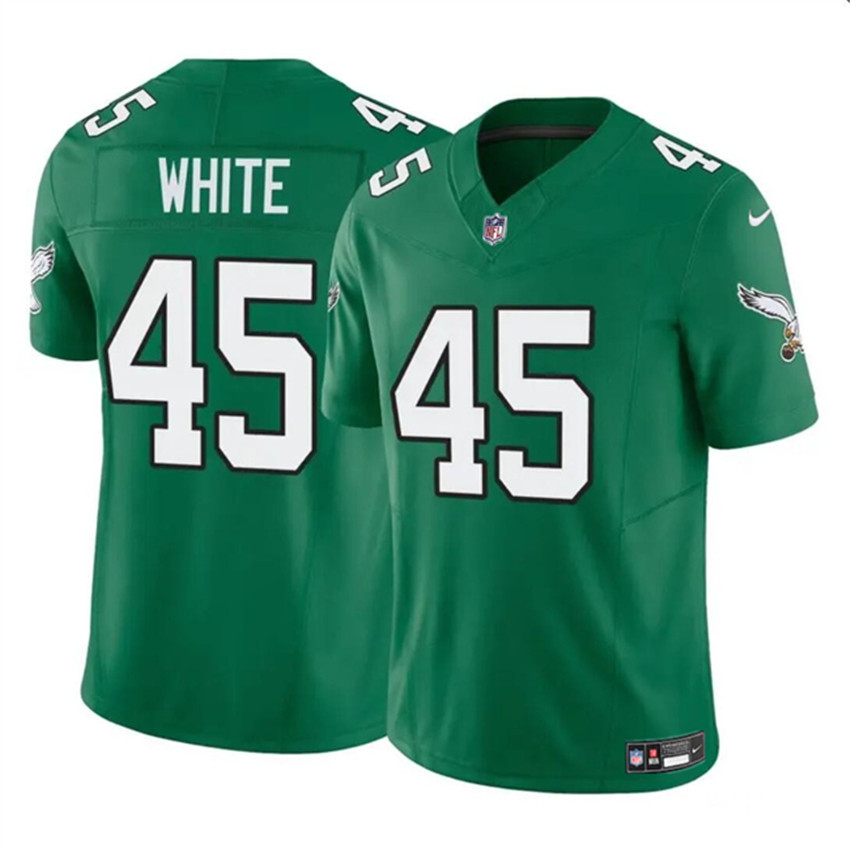 Men's Green Philadelphia Eagles #45 Devin White 2023 F.U.S.E Throwback Vapor Untouchable Limited Stitched Football Jersey